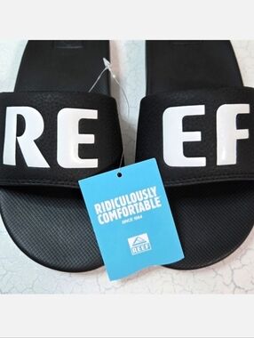 Reef Kids ONE SLIDE Black Sandals, Size 4/5 ~ NWT